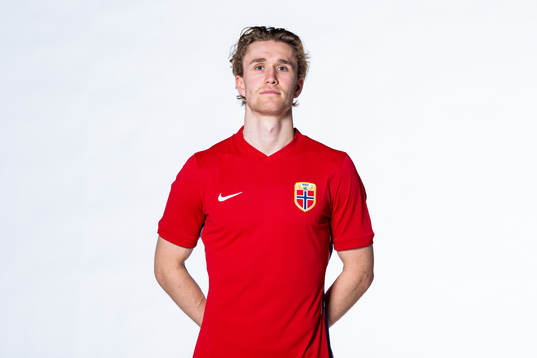 Ola Solbakken of the Norwegian national football team poses