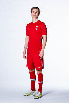 Ola Solbakken of the Norwegian national football team poses