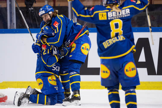 Emma Nordin and Josefin Bouveng of Sweden celebrates