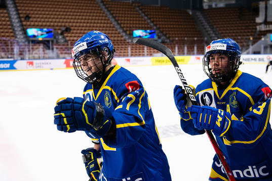 Emma Nordin of Sweden celebrates scoring 0-1