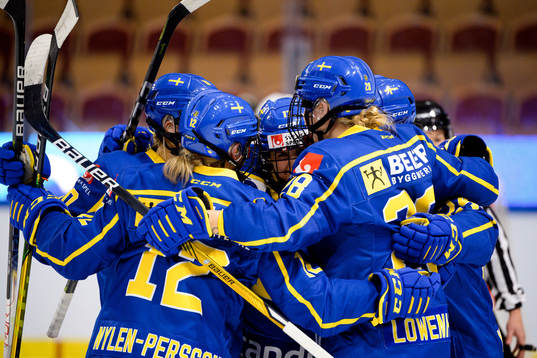 Players of Sweden celebrate the 0-2 goal by Felizia
