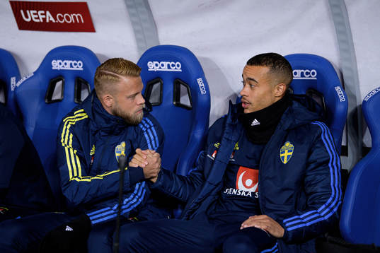 Daniel Sundgren and Robin Quaison of Sweden