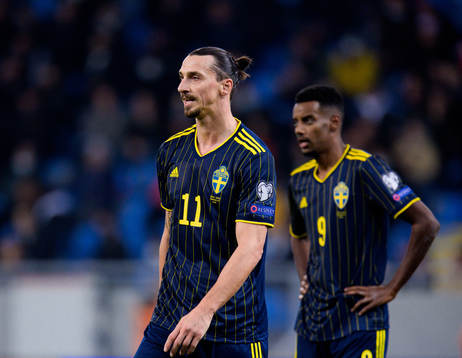 Zlatan Ibrahimovic and Alexander Isak of Sweden