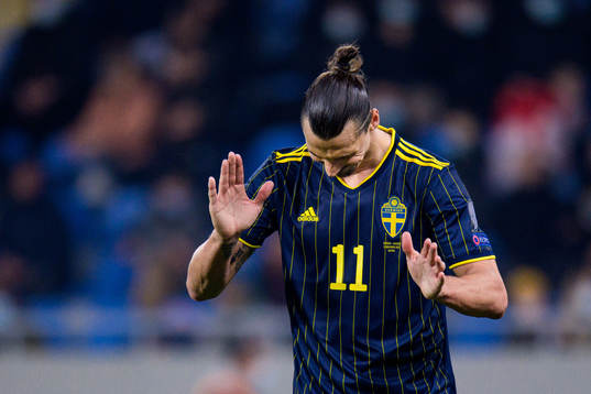 Zlatan Ibrahimovic of Sweden looks dejected