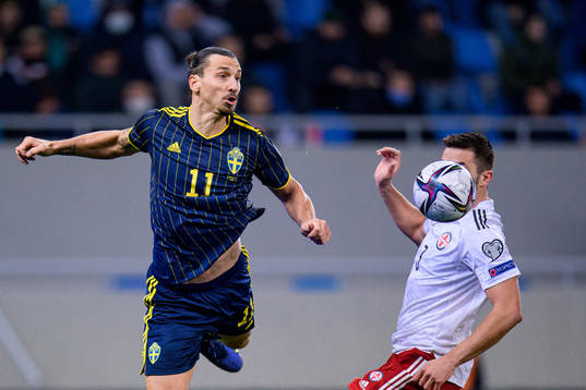 Zlatan Ibrahimovic of Sweden and David Khocholava of Georgia