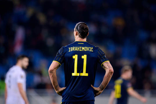 Zlatan Ibrahimovic of Sweden looks dejected