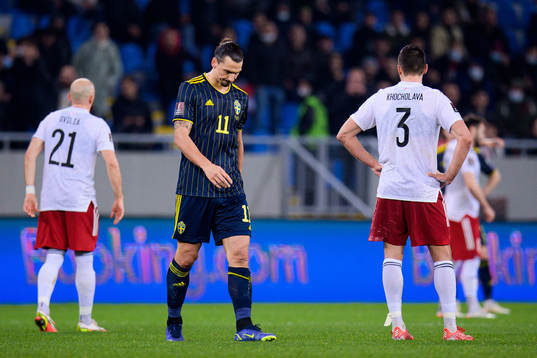 Zlatan Ibrahimovic of Sweden looks dejected