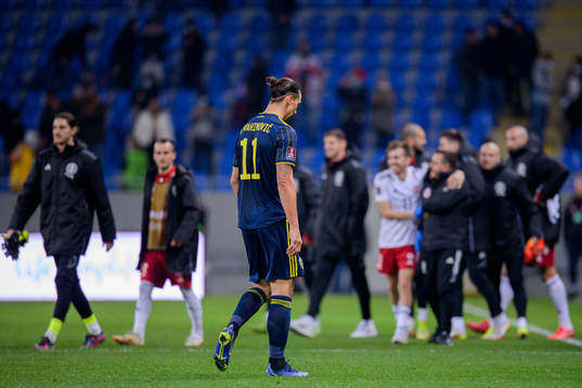 Zlatan Ibrahimovic of Sweden looks dejected