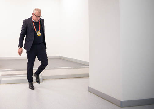 Head coach Janne Andersson of Sweden looks dejected when