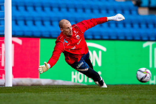 Goalkeeper André Hansen of the Norwegian national football