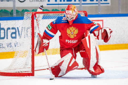 Goalkeeper Yegor Guskov of Russia