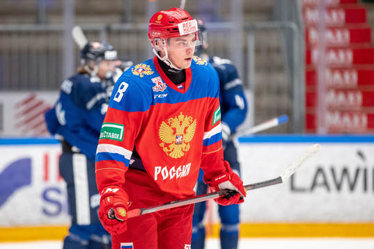 Daniil Lazuntin of Russia looks dejected