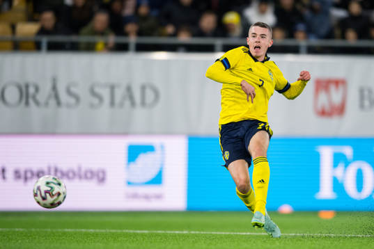 Patrik Wålemark of Sweden scores the 2-0 goal
