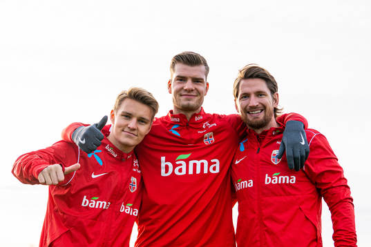 Martin Ødegaard, Alexander Sørloth and Stefan Strandberg