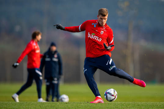 Alexander Sørloth of the Norwegian national football team