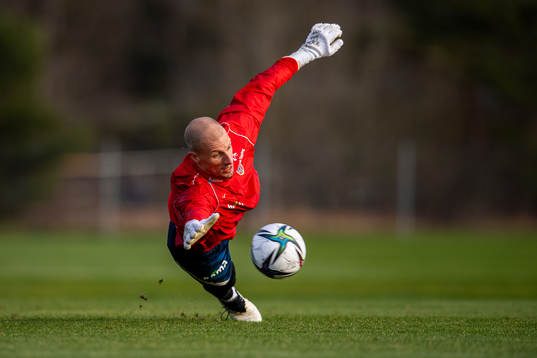 Goalkeeper André Hansen of the Norwegian national football