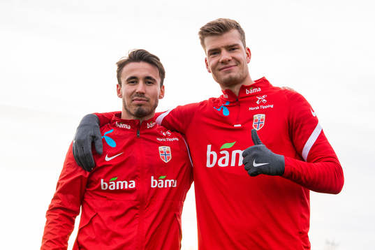 Anders Trondsen and Alexander Sørloth of the Norwegian