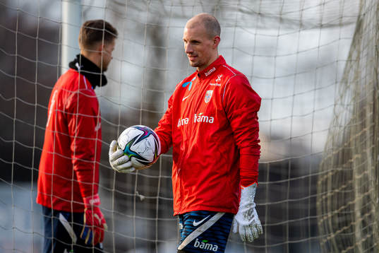 Goalkeeper André Hansen of the Norwegian national football
