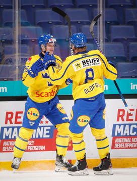 Anton Bengtsson and Fredrik Olofsson of Sweden celebrating