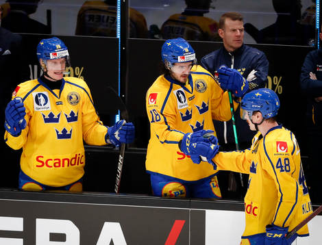 Dennis Everberg  and Carl Klingberg of Sweden celebrates