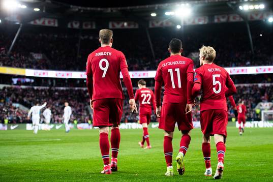 Mohamed Elyounoussi of Norway celebrate with teammates