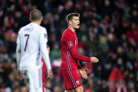 Alexander Sørloth of Norway looks dejected