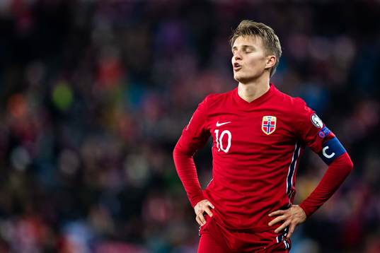 Martin Ødegaard of Norway looks dejected