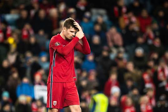 Alexander Sørloth of Norway looks dejected