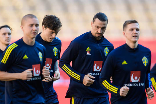 Victor Nilsson Lindelöf and Zlatan Ibrahimovic of the