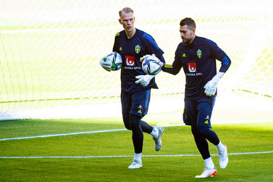 Goalkeeper Pontus Dahlberg and goalkeeper Kristoffer