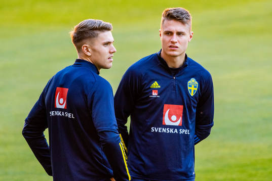 Viktor Gyökeres and Mattias Svanberg of the Swedish