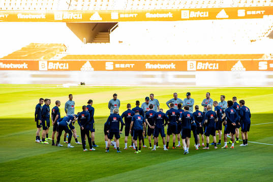 Players of the Swedish national football team gather