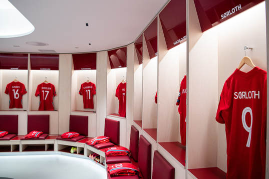 The kit of Alexander Sørloth of Norway in the dressing
