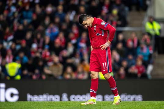 Mohamed Elyounoussi of Norway looks dejected