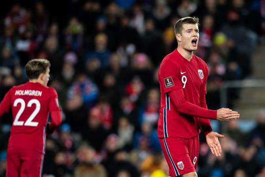 Alexander Sørloth of Norway reacts