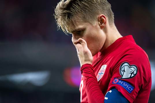 Martin Ødegaard of Norway looks dejected