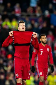 Alexander Sørloth of Norway looks dejected