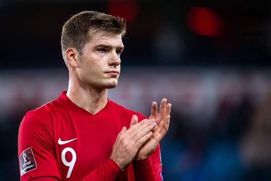 Alexander Sørloth of Norway looks dejected