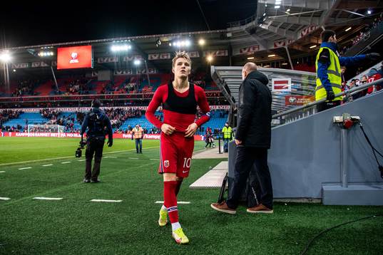 Martin Ødegaard of Norway looks dejected