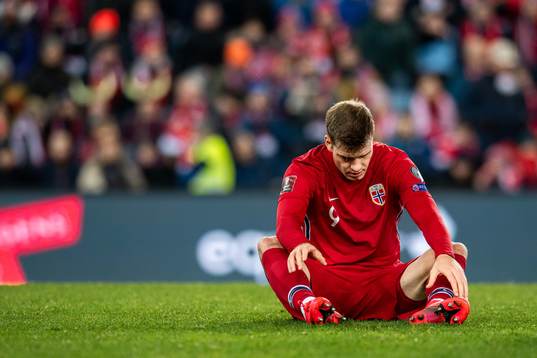 Alexander Sørloth of Norway looks dejected