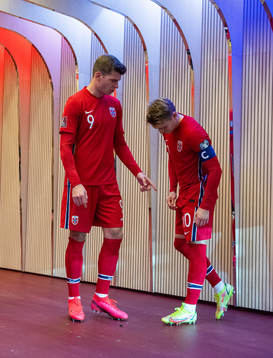 Alexander Sørloth and Martin Ødegaard of Norway at