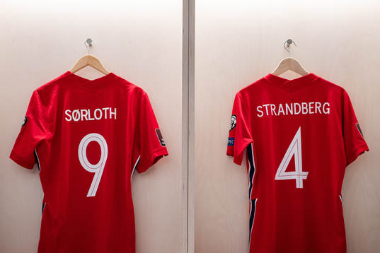 The kits of Alexander Sørloth and Stefan Strandberg of