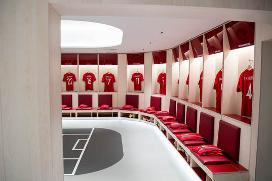 General view of the home team dressing room ahead the FIFA