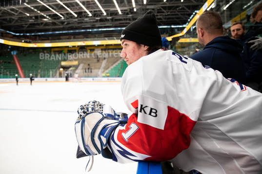 Goalkeeper Michal Postava of Czech Republic