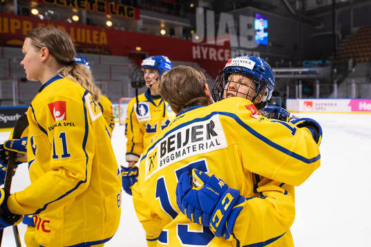 Lisa Johansson and Linnea Hedin of Sweden celebrate