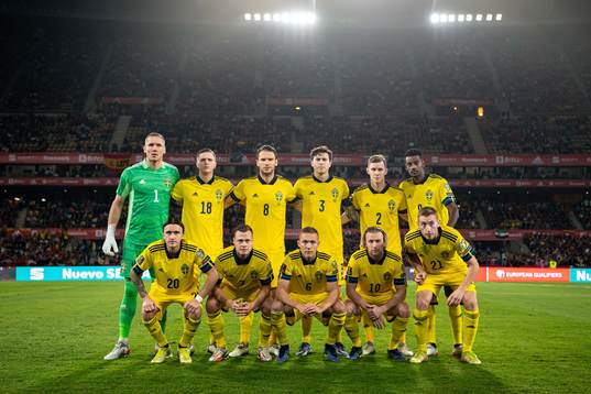 The starting eleven of Sweden pose for a photo