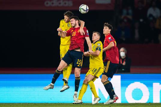 Albin Ekdal and Joakim Nilsson of Sweden against Aymeric