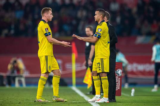 Dejan Kulusevski and Robin Quaison of Sweden