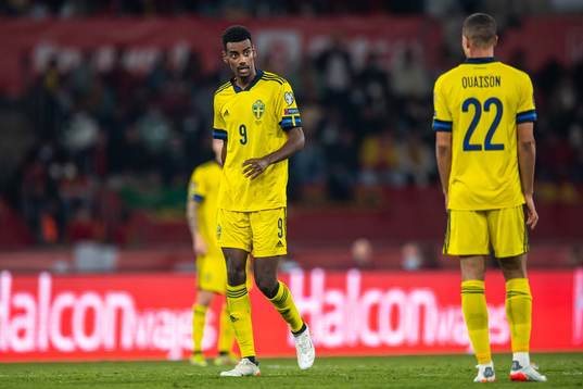 Alexander Isak and Robin Quaison of Sweden