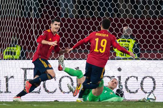 Alvaro Morata of Spain celebrates